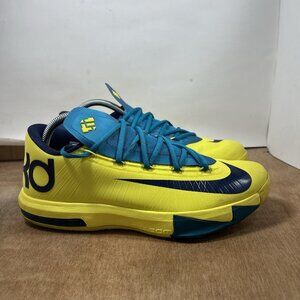Nike KD 6 VI Seat Pleasant Yellow Blue Kevin Durant Men Size 9 Shoe 599424-700